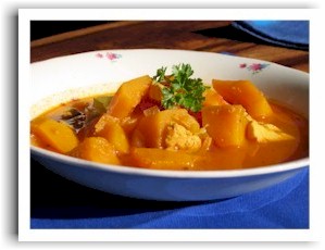 chicken soup recipe with golden pumpkin